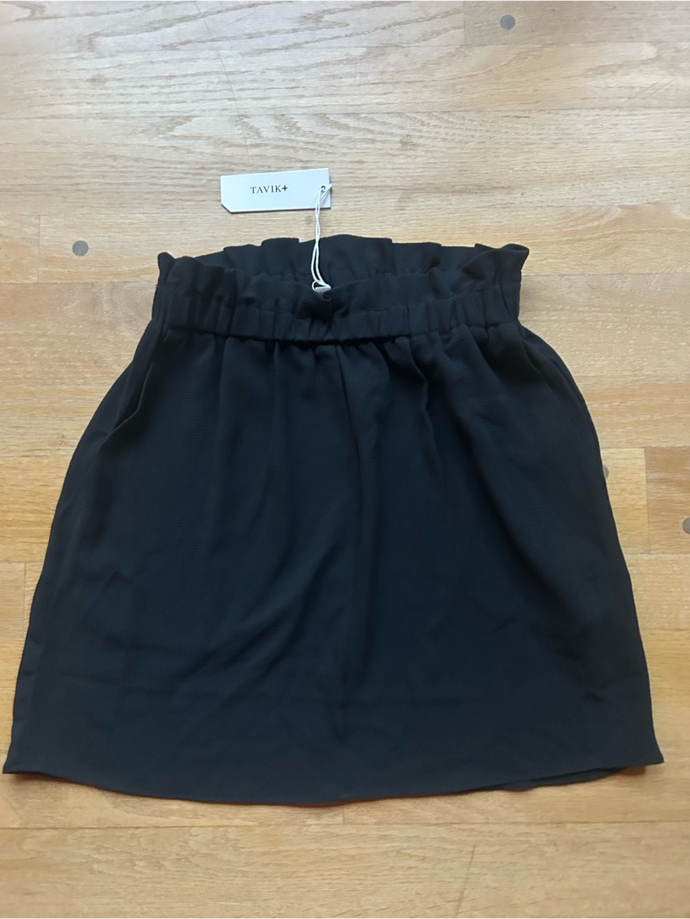 Tavik Black Paperbag Waist Mini Skirt with Elastic Detail